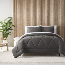 3-Piece Gray Reversible Easy Care Comforter Set, Full/Queen - £33.74 GBP