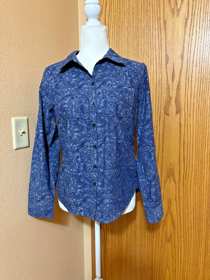 Croft &amp; Barrow Ladies PS Button up top NWOT Paisley Blue pattern - $22.00