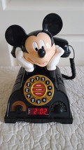Vintage Mickey Mouse Push Dial Telephone Alarm Clock AM/FM Radio - £36.05 GBP