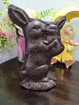 Easter Faux Chocolate Bunny Rabbit Mold Basket Figurine Tabletop Decor 9.5&quot; - £25.42 GBP