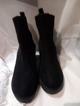 GEORGE Women&#39;s  Black SUEDE Boots Size 5  Chunky Block Heel Express Shipping - £24.24 GBP