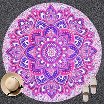 Pink Round Beach Tapestry Indian Cotton Boho Wall Hangng Tapestry Home Decor  - £13.79 GBP