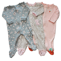 Baby Girl 6 month Cotton Sleepers  Lot of 3 Pajamas - £10.07 GBP