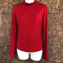Evie Womens Cut &amp; Sew Knit Top Ruby Long Sleeves Mock Neck Stretch S New - $22.76