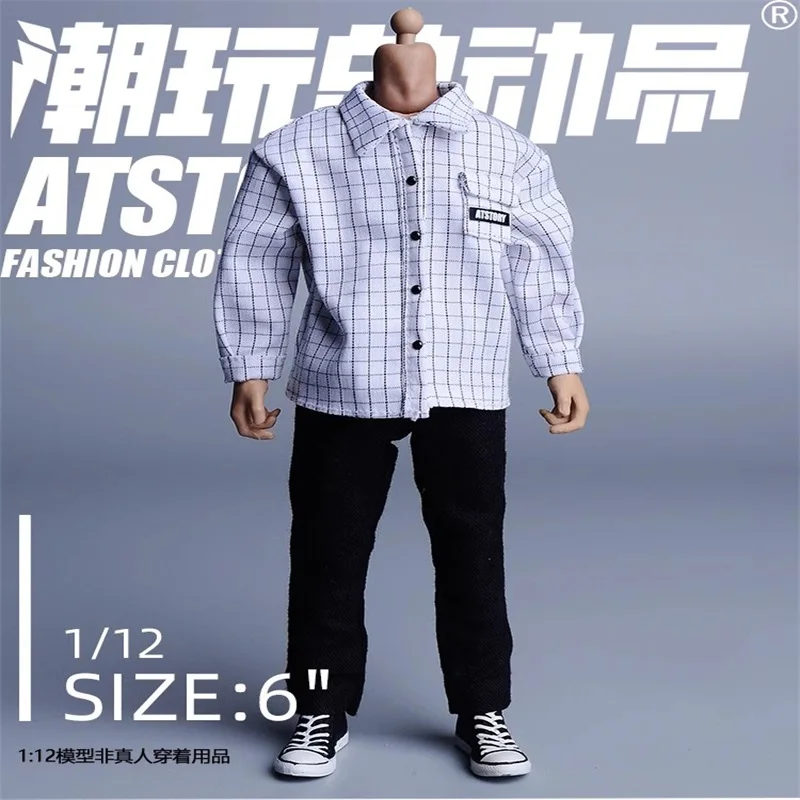 1/12 Trendy Soldier Clothing Programmer Plaid Shirt Model Toy Fit 6&#39;&#39; Ac... - $28.50