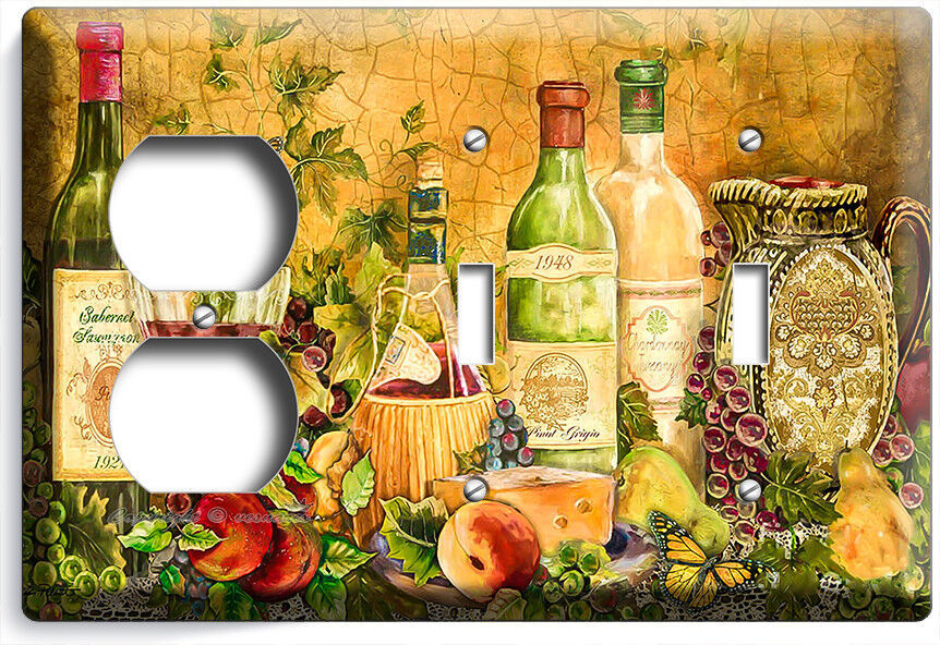 RUSTIC TUSCAN KITCHEN WINE BOTTLE WINE GLASS LIGHT SWITCH OUTLET ART WALL PLATES Item image 10