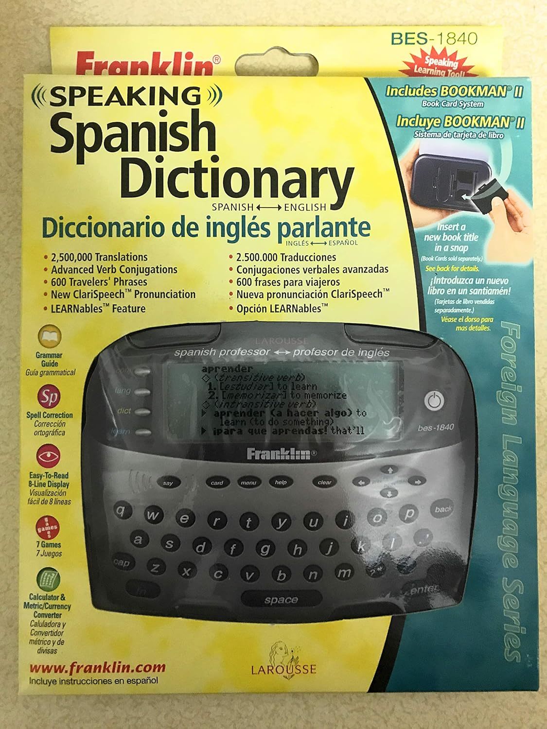 Franklin Bes-1840 Speaking Spanish/English Dictionary - $168.93