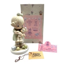 Precious Moments "Loving" 1993 Members Only Figure Girl Holding Teddy Bear Gift - $14.01