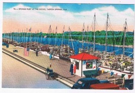 Florida Postcard Tarpon Springs Sponge Fleet At Docks - £2.33 GBP