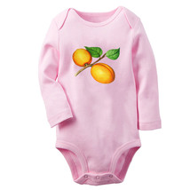 Babies Fruit Peach Pattern Romper Newborn Bodysuits Infant Jumpsuit Long Outfits - £8.78 GBP