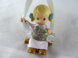 Precious Moments Christmas Ornament Swinging with Pepperment candy 3&quot; - £7.75 GBP