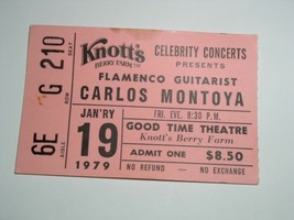 Carlos Montoya Concert Ticket Stub Vintage 1979 Knott&#39;s Berry Farm - $55.99