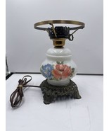 Vintage Accurate Casting Co. Hurricane Floral Milk Glass Lamp Rare Beaut... - $67.68 CAD