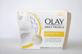 Olay Daily Facials 5-in-1 Water Activated Dry Cloths Nourishing Clean Shea 33 Ct - £23.97 GBP