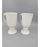 2-Hall Pedestal Footed Irish Coffee Mugs /Cups  White USA 1272 Tall Vintage - £13.46 GBP