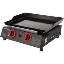 Pd1203A 2 Burner Portable Griddle 18Inch Tabletop Gas Grill Tailgate, Black - £108.70 GBP