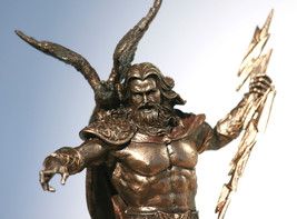Greek King God Zeus Jupiter Thunder Statue Bronze Finish Sculpture figur... - $74.67