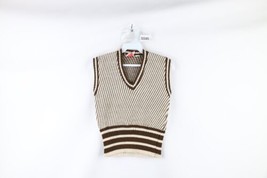 Vintage 70s Mid Century Modern MCM Girls Large Striped Knit Sweater Vest USA - £31.61 GBP