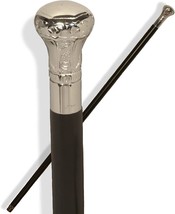 Chrome Plated Knob Handle Walking Stick on Black Shaft Wooden Walking Ca... - £29.28 GBP