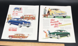 2 Diff 1950 Ford Tudor Sedan Woody Station Wagon Advertising Print Ad 10&quot; x 13&quot; - £14.78 GBP