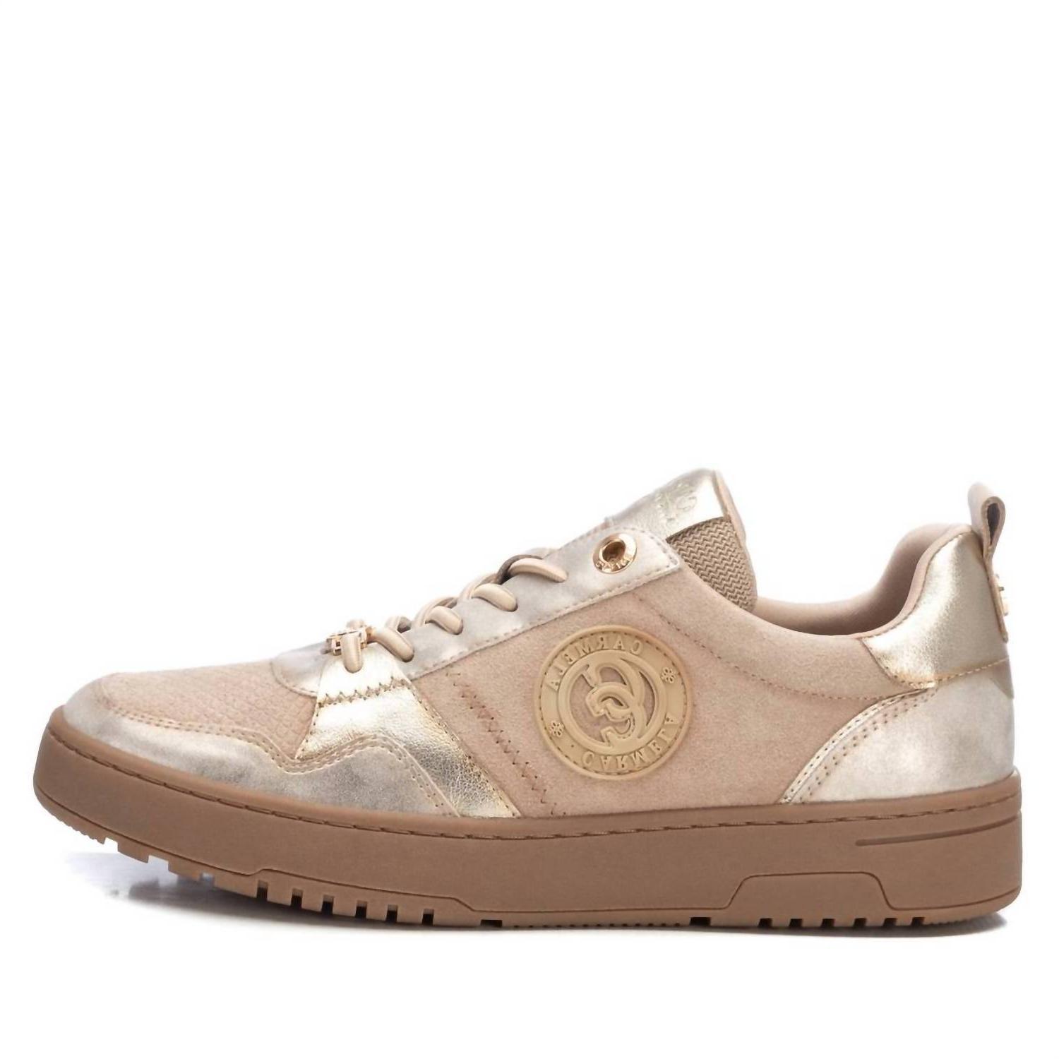Xti Women&#39;s Leather Trainers Sneakers Beige - $88.00