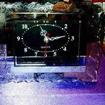 Beveled edge vintage glass table top clock - $27.72