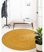 Rug Round 100% Natural Jute Reversible Braided Yellow Area Rug Farmhouse... - $49.65 CAD+