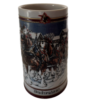 Anheuser Busch Beer Stein 1989 AB Budweiser Bud Holiday Christmas Clydesdales - £10.29 GBP