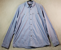Orvis Shirt Men Medium Blue Gingham Cotton Long Sleeve Logo Collared Button Down - £19.60 GBP