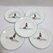 Corelle 5 Outer Banks Lighthouse Salad Dessert Plates 7 1/4" Set Nautica... - $35.13