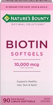 Nature&#39;s Bounty Optimal Solutions Biotin 10,000 mcg 90 Rapid Release Liquid Soft - £22.37 GBP