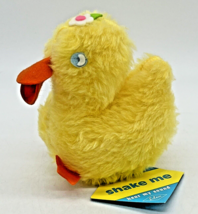 Vintage Eden Yellow Duck Rattle Plush Felt Eyes Flower Feet Beak Original Tag 6" - $56.09