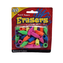 40 COUNT GREENBRIAR COLORFUL PENCIL TOPPER ERASERS NEW IN PACKAGE SCHOOL... - $14.25