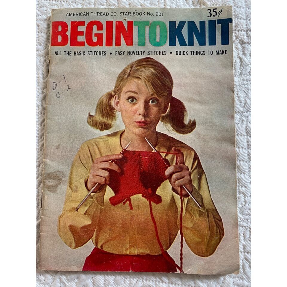 Vintage American thread Co Begin to Knit Star Book No 201 - $8.66