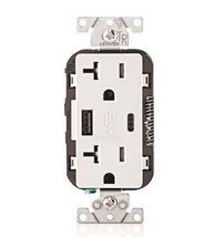 Leviton 20 Amp Tamper Resistant Duplex Outlet with Type A and Type-C USB Charger - £25.17 GBP