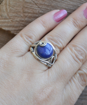 Lapis lazuli ring, sterling silver ring, lapis ring, large stone ring, R336 - £31.45 GBP