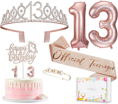 13Th Birthday Decorations for Girls, 8Pcs Including 13Th Happy Birthday Cake Top - £19.78 GBP