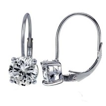 2CT Rond Imitation Diamant Dormeuses Boucles 14K Plaqué or Blanc Argent - £55.17 GBP