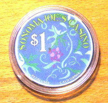 (1) $1. SONOMA JOE&#39;S Casino Chip - Petaluma, California - 1993 - $7.95
