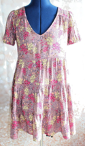 Wild Fable Women&#39;s Mauve Floral Short Sleeve Mini Dress ~XS~ 1299629 - £11.92 GBP