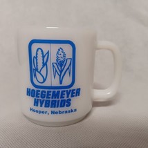 Hogemeyer Hybrids Advertising Coffee Mug White Blue Glasbake - £19.62 GBP
