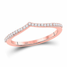 10kt Rose Gold Womens Round Diamond Chevron Stackable Band Ring 1/6 Cttw - £274.68 GBP