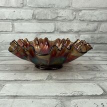 Fenton Blue Purple Carnival Glass Ribbon Tie Bowl Candy Ribbon Edge 8.5 ... - $1,381.64 MXN