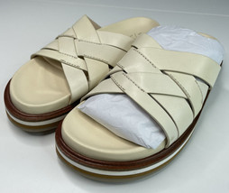 NEW Anthropologie strappy woven leather slides Sandals size 38 US 7 cream I6 - £41.33 GBP