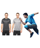 NWT C9 Champion Men Striped Tech T-Shirt Duo Dry UV Protection Comfort S... - $17.99