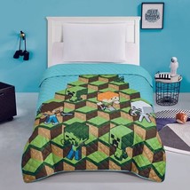 BLOCKS MINECRAFT MOGANG STUDIOS ORIGINAL LICENSED BEDSPREAD 1 PC TWIN SIZE - $54.44
