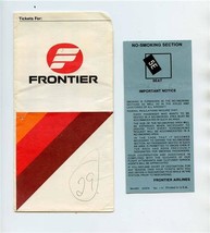 Frontier Airlines Ticket Jacket Seat Card / Drinks Menu &amp; Luggage Tags 1980 - $17.82
