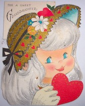 Vintage Hallmark For A Sweet Granddaughter Glitter Valentine Card 1961 - $6.99