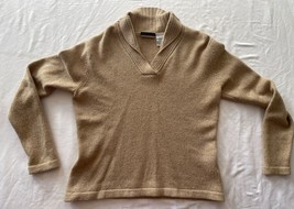 Women Vintage Liz Claiborne Tan Merino Wool Angora Pullover Sweater Medium - £14.57 GBP