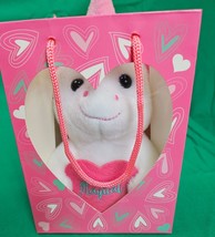Unicorn Plush Valentine Gift Bag Hearts Stuffed Plush Toy - £5.83 GBP
